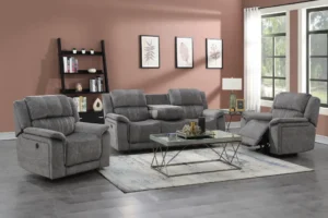 Rent to Own Fabric Recliner Lounge Suite NZ – Hugo Grey Fabric Recliner Lounge Suite with flexible weekly payments from Flexigoods