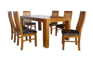 Rent to Own Dining Suite NZ – Dylan 7-Piece Dining Suite (1.8m) with stylish wooden table and six chairs available with flexible weekly payments from Flexigoods