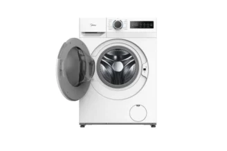 8kg front load washing machine showing its side profile