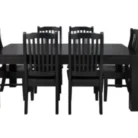 Rent to own 7 piece dining suite NZ – black dining table with six matching chairs