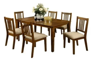 Rent to own 7 piece dining set NZ – Classic 1.5m dining table with six chairs