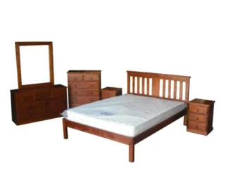 Orry Bedroom Suite with bed frame, matching bedside tables and dresser with mirror