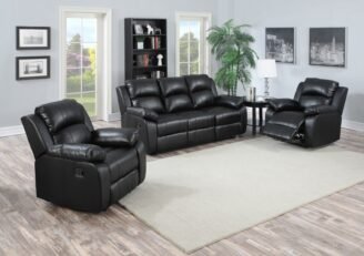 Katie black 3+1+1 lounge suite with a three-seater and two single seats