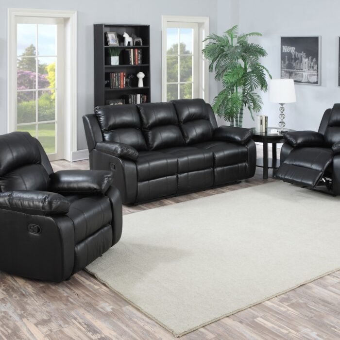 Katie black 3+1+1 lounge suite with a three-seater and two single seats